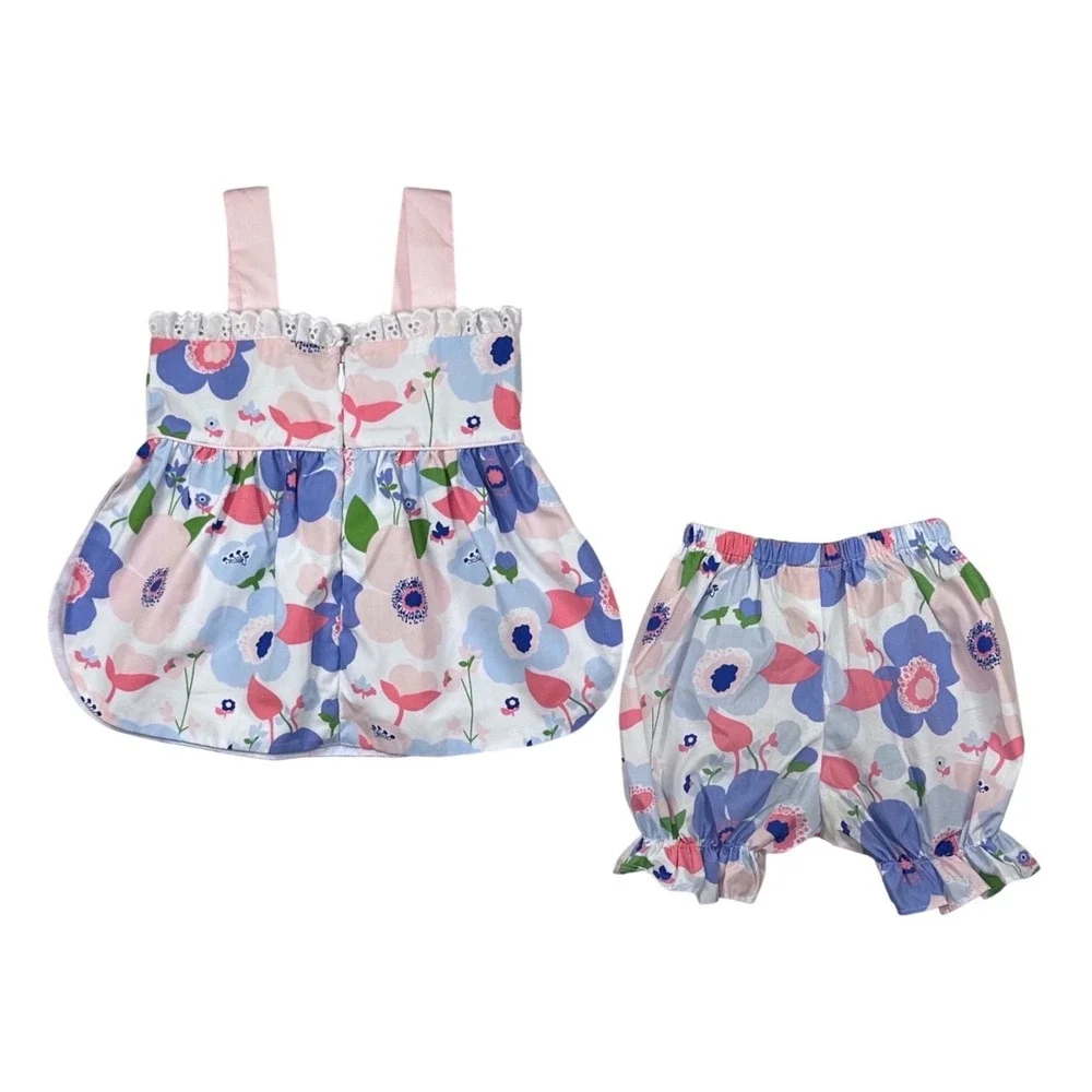 TBBC The Beaufort Bonnet Company Palm Spring Peony Diaper Cover Set Size 6-12M